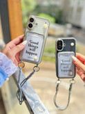 کاور گوشی مدل جاکارتی دار مرواریدی Good things will happen دارای بند مچی (فقط آیفون) کد C2016-M - iPhone 16 Pro Max
