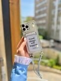 کاور گوشی مدل جاکارتی دار مرواریدی Good things will happen دارای بند مچی (فقط آیفون) کد C2016-M - iPhone 16 Pro Max