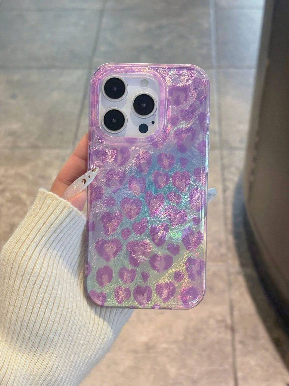 کاور گوشی مدل پلنگی Violet IMD طرح و‌ رنگ ثابت (آیفون )کد  C2154M -  A0300M