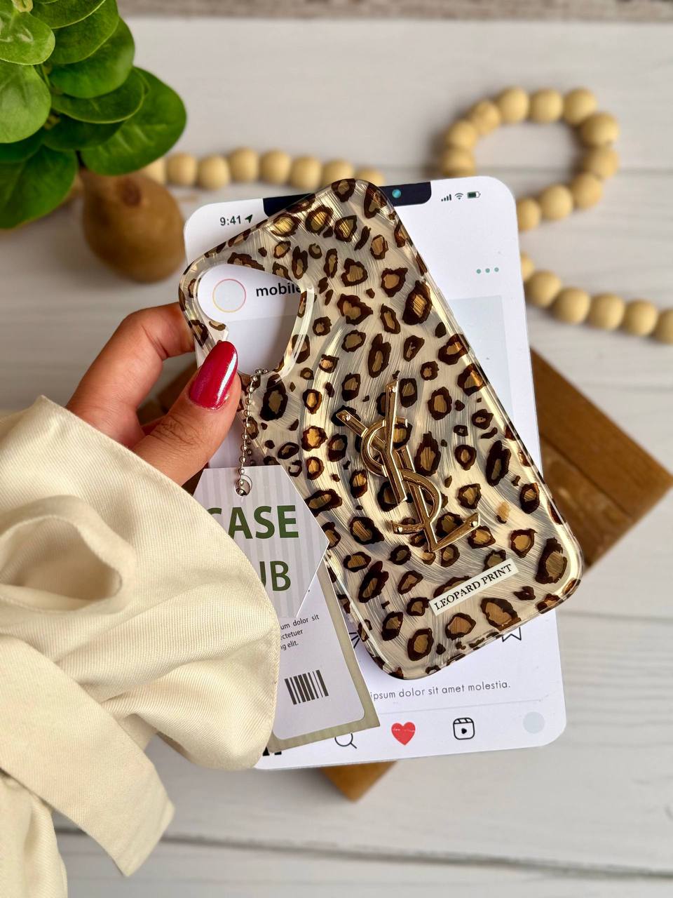 کاور گوشی مدل Yves Saint Laurent leopard IMD لوگو برجسته  (آیفون ) کد C2166M