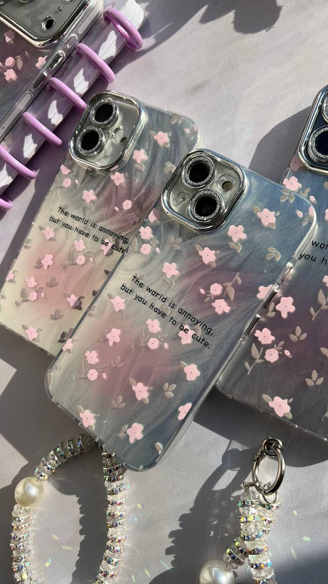 قاب گوشی مدل (00201837)براش گل صورتی (L)