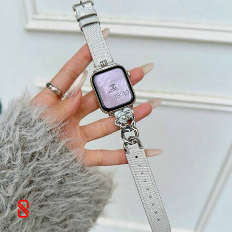 بند اپل واچ چرم و کارتیر Cartier گل شنل Channel (G)