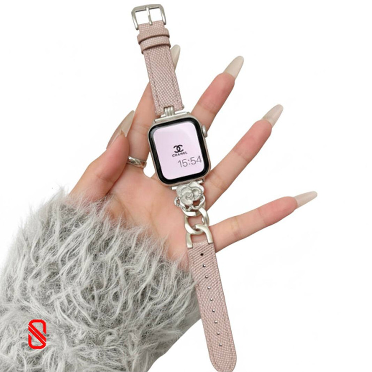 بند اپل واچ چرم و کارتیر Cartier گل شنل Channel (G)