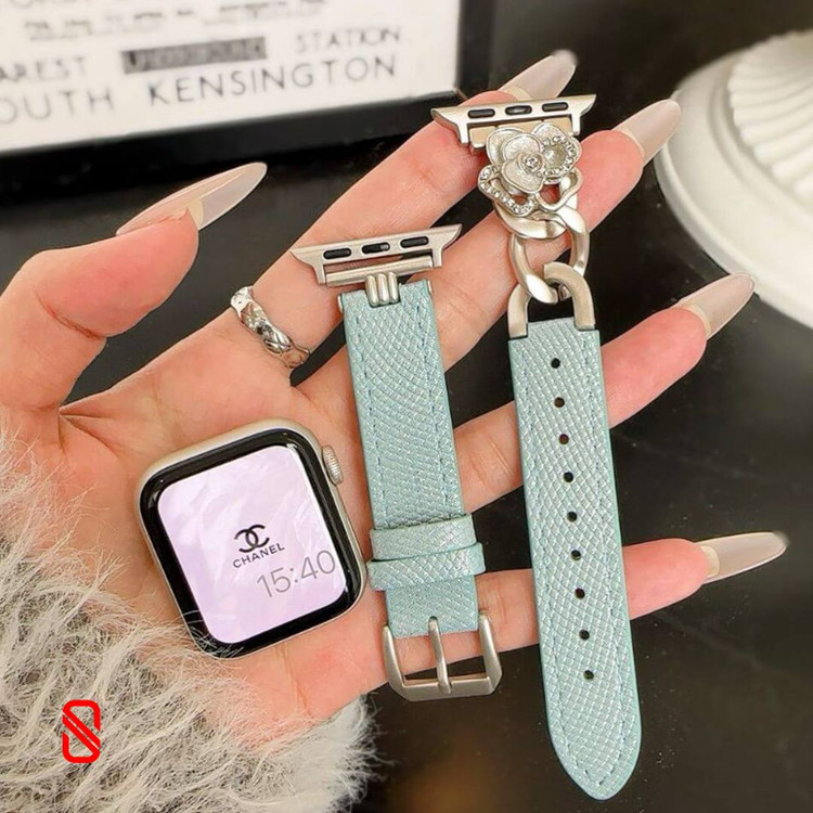 بند اپل واچ چرم و کارتیر Cartier گل شنل Channel (G)