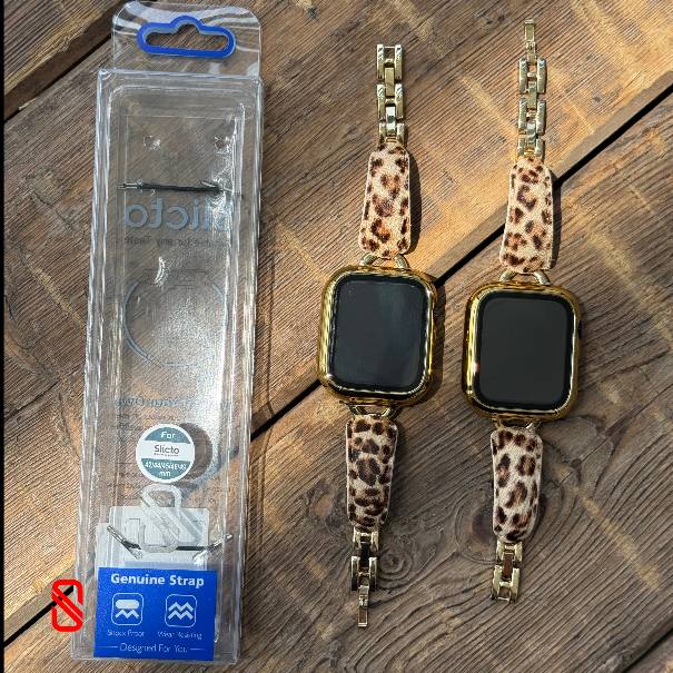 بند اپل واچ چرم گوشواره ای پلنگی (G)