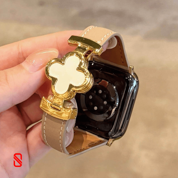 بند اپل واچ چرم قفل Van Cleef ون کلیف (G)