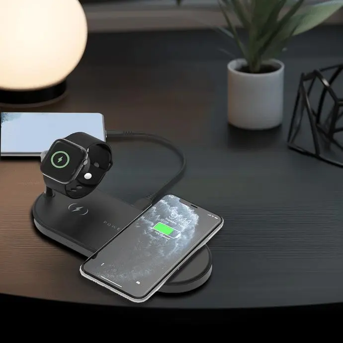 شارژر وایرلس پاورولوژی Powerology 4 In 1 Fast Charging Power Dock (G)