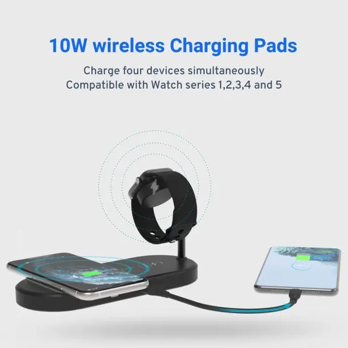 شارژر وایرلس پاورولوژی Powerology 4 In 1 Fast Charging Power Dock (G)