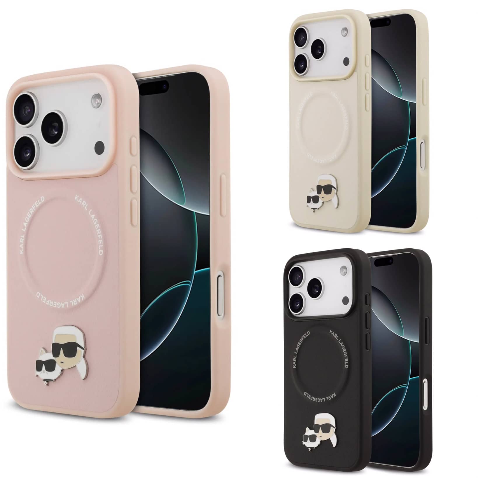 قاب کارل لاگرفلد Karl Lagerfeld در کنار گربه با مگ سیف Iphone سری 17 (G)