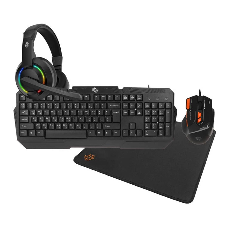 ست گیمینگ Porodo 4IN1 Ultimate Gaming Kit Headphone-Keyboard-Mouse-Mouse Pad PDX221 (G)