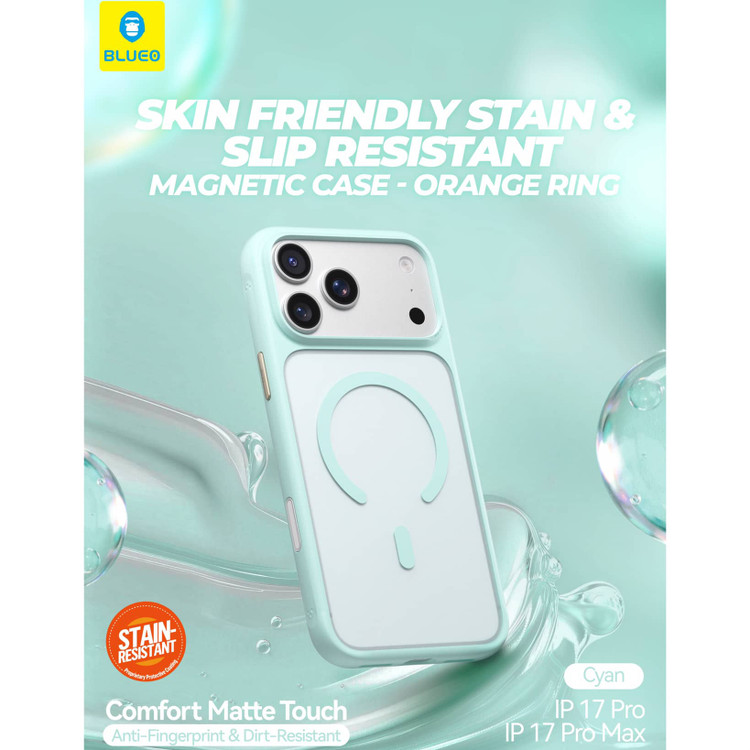قاب بلو Blueo Skin Friendly Stain & Slip Resistant Magnetic Case-Orange Ring با مگ سیف (G)