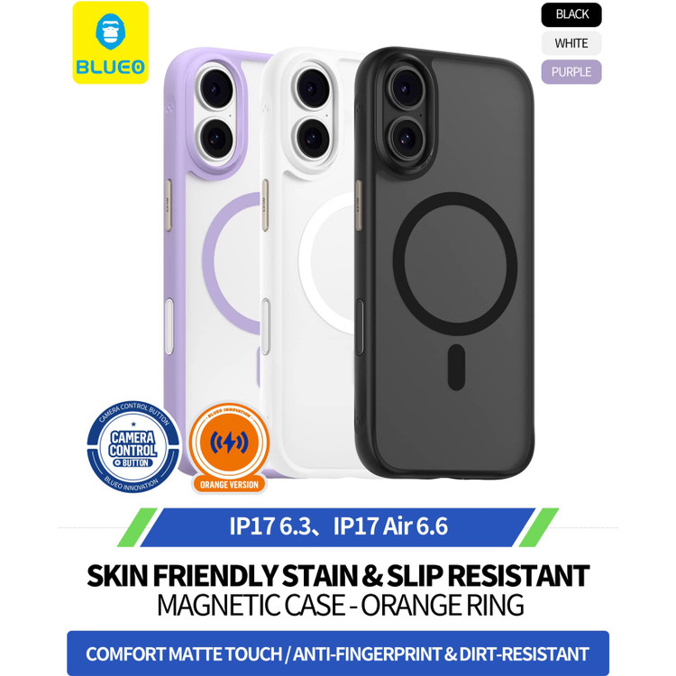 قاب بلو Blueo Skin Friendly Stain & Slip Resistant Magnetic Case-Orange Ring با مگ سیف (G)