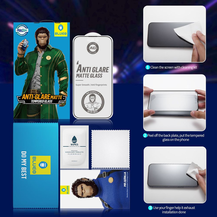 گلس ، محافظ صفحه بلو مات ضد انعکاس نور Blueo Full Cover Anti Glare Matte Glass Anti Static Samsung (G)