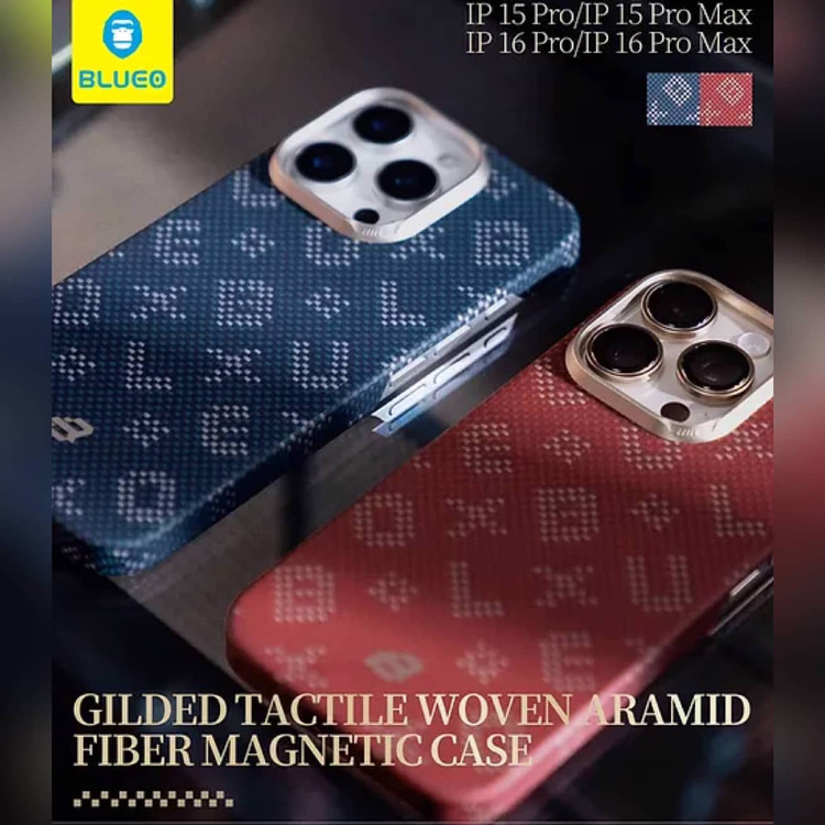 قاب Blueo بلو بافت Gilded Tactile Woven Aramid Fiber Magnetic Case (G)