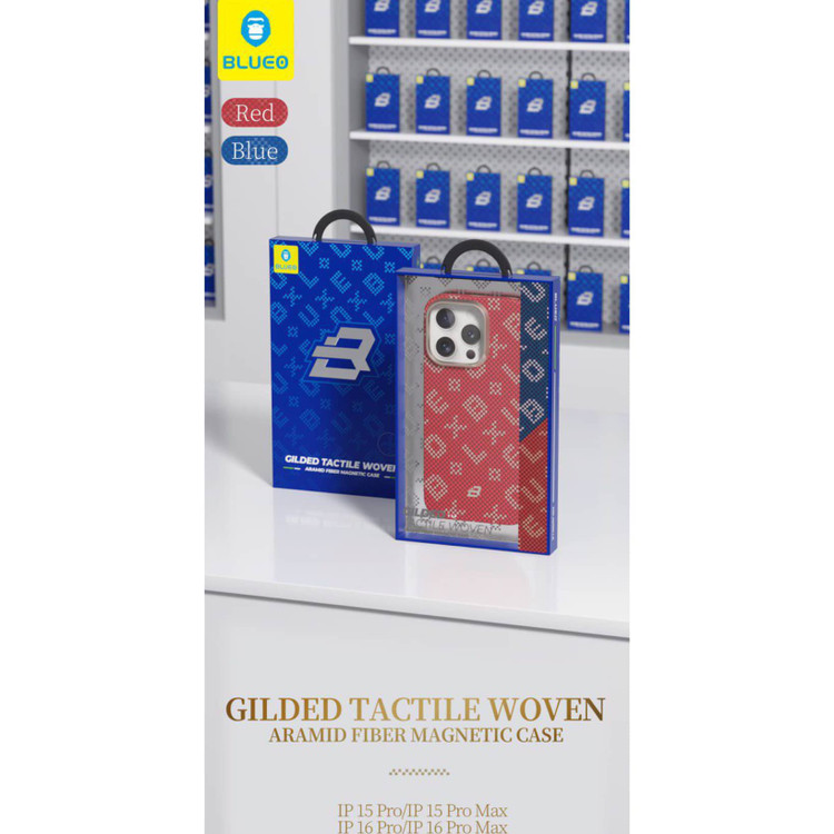 قاب Blueo بلو بافت Gilded Tactile Woven Aramid Fiber Magnetic Case (G)