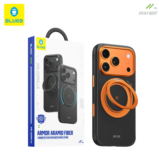 قاب Blueo بلو قابل چرخش360 درجه با مگ سیف Armor Aramid Fiber Magnetic Case With Rotatable Stand 360° آیفون (G)
