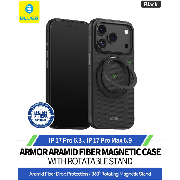 قاب Blueo بلو قابل چرخش360 درجه با مگ سیف Armor Aramid Fiber Magnetic Case With Rotatable Stand 360° آیفون (G)