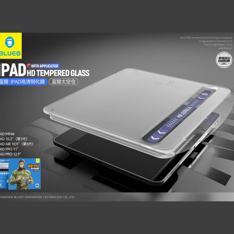 گلس ، محافظ صفحه آیپد بلو با اپلیکاتور Blueo Strong Tempered With Applicator Glass Ipad (G)