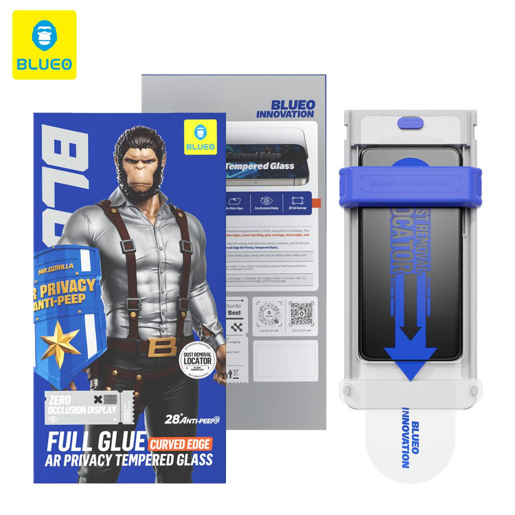 گلس ، محافظ صفحه بلو پرایوسی با اپلیکاتور Blueo Full Glue AR Anti-Peep Privacy Tempered With Applicator Glass Iphone (G)