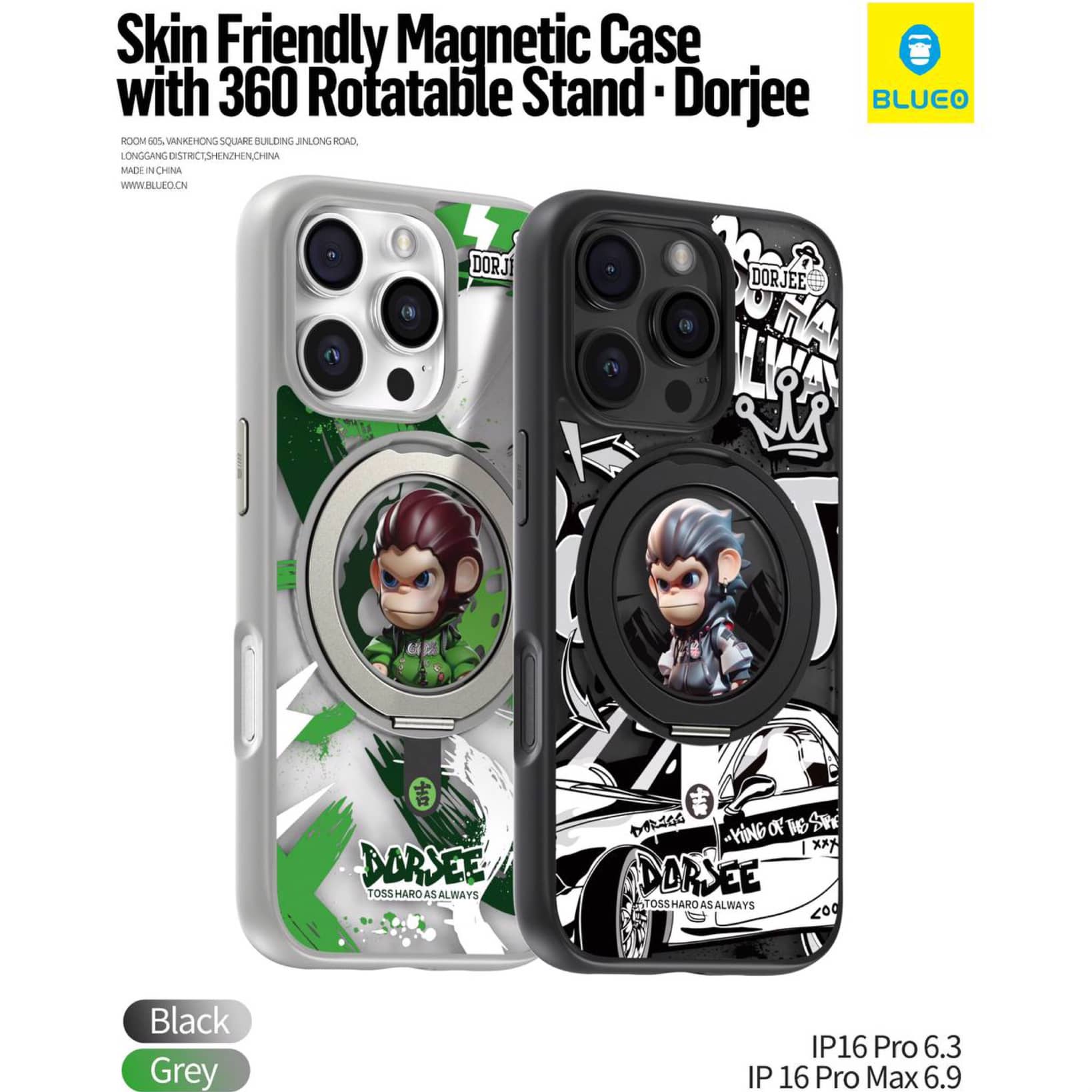 قاب بلو استند شونده با چرخش 360 درجه با مگ سیف Blueo Skin Friendly Magnetic Case With 360 Rotable Stand Dorjee Iphone (G)