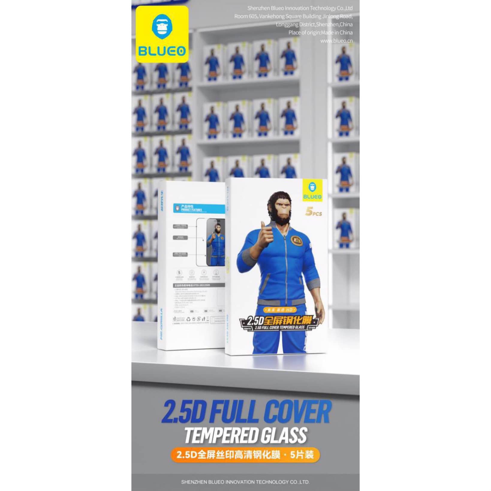 گلس ، محافظ صفحه بلو پک 5 تایی Blueo 5Pcs Pack 2.5D Silk Full Cover Glass HD Samsung (G)