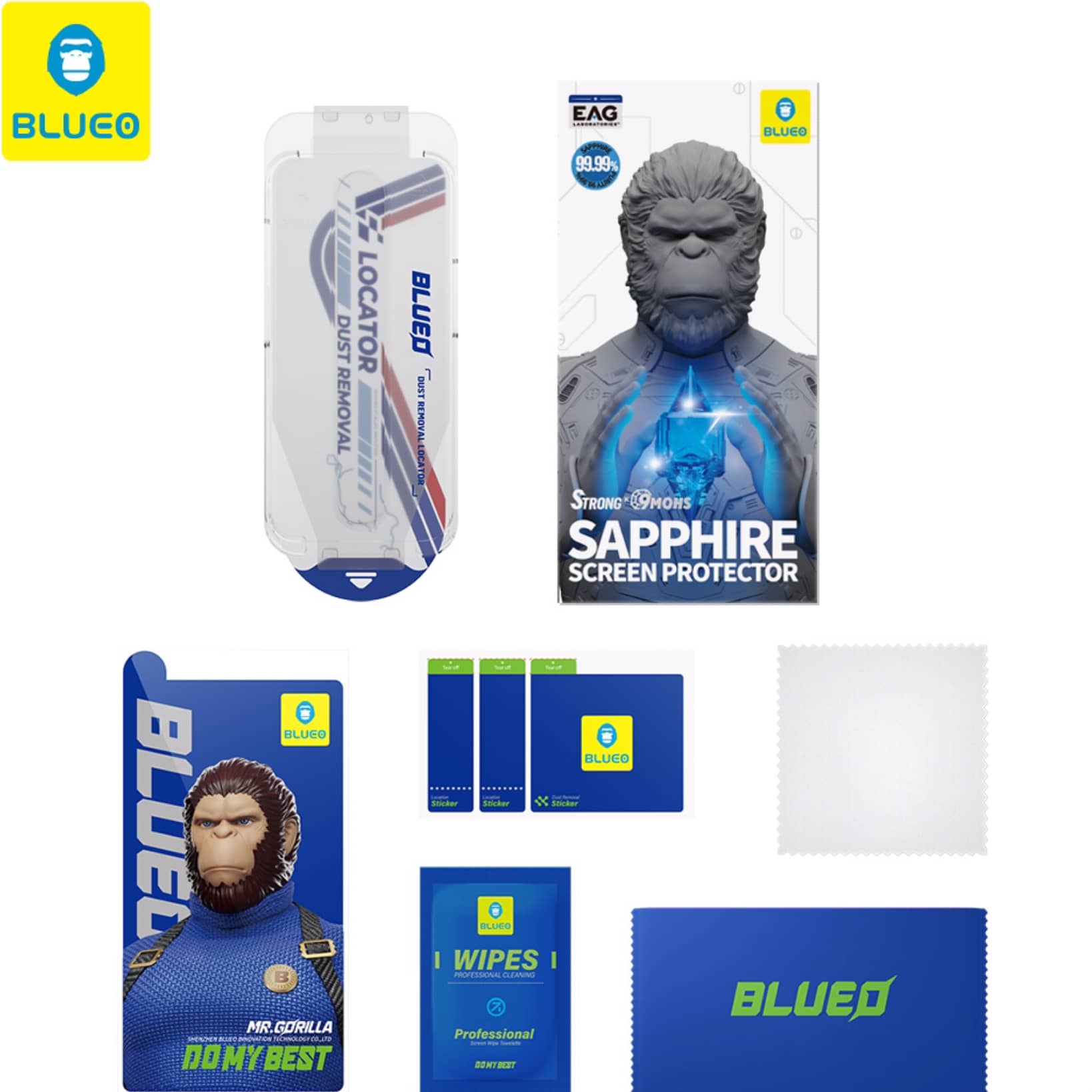 گلس ، محافظ صفحه بلو یاقوتی با اپلیکاتور Blueo SAPPHIRE Screen Protector With Applicator Iphone (G)