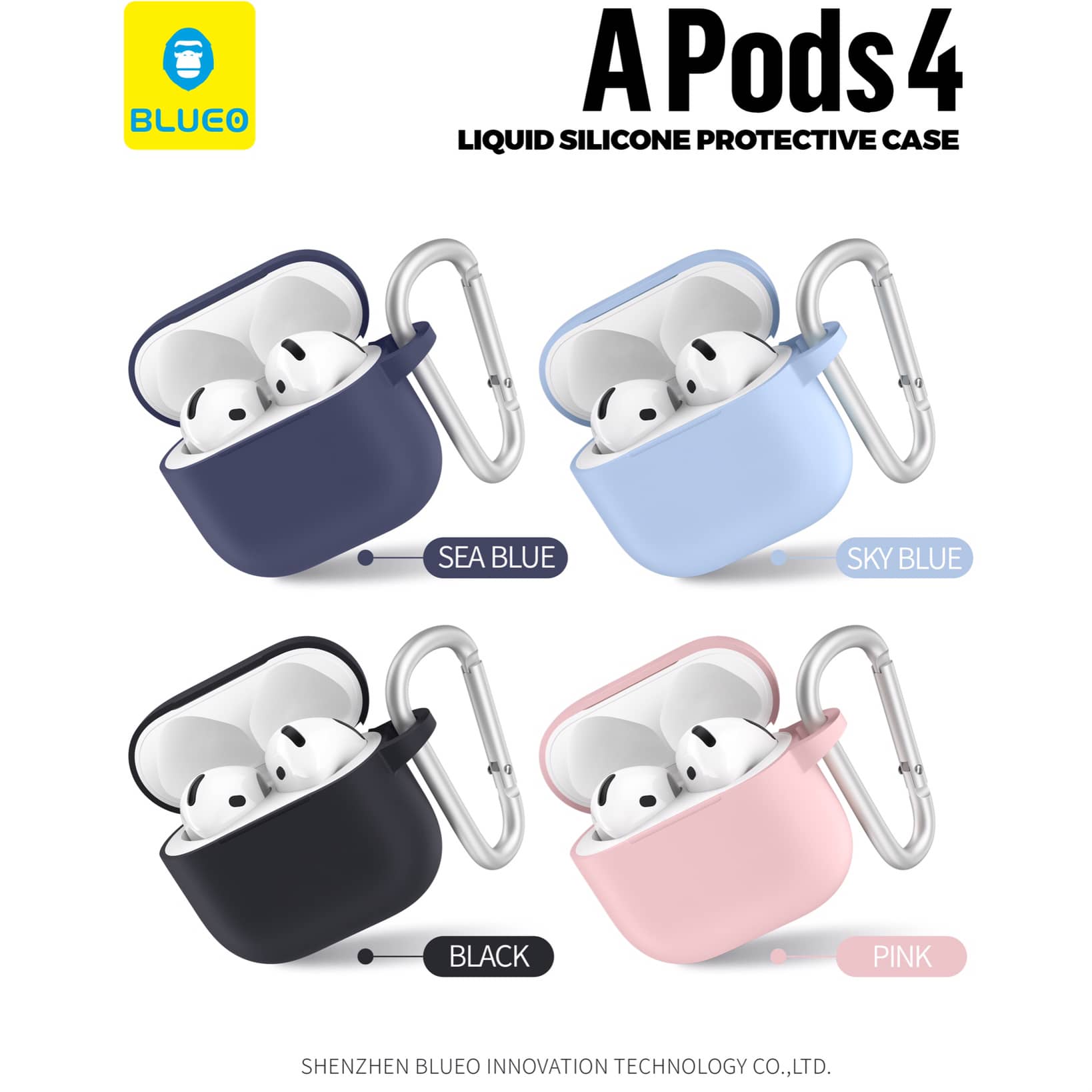 کاور ایرپاد 4 سیلیکونی بلو Blueo Airpod 4 Silicone Cover (G)