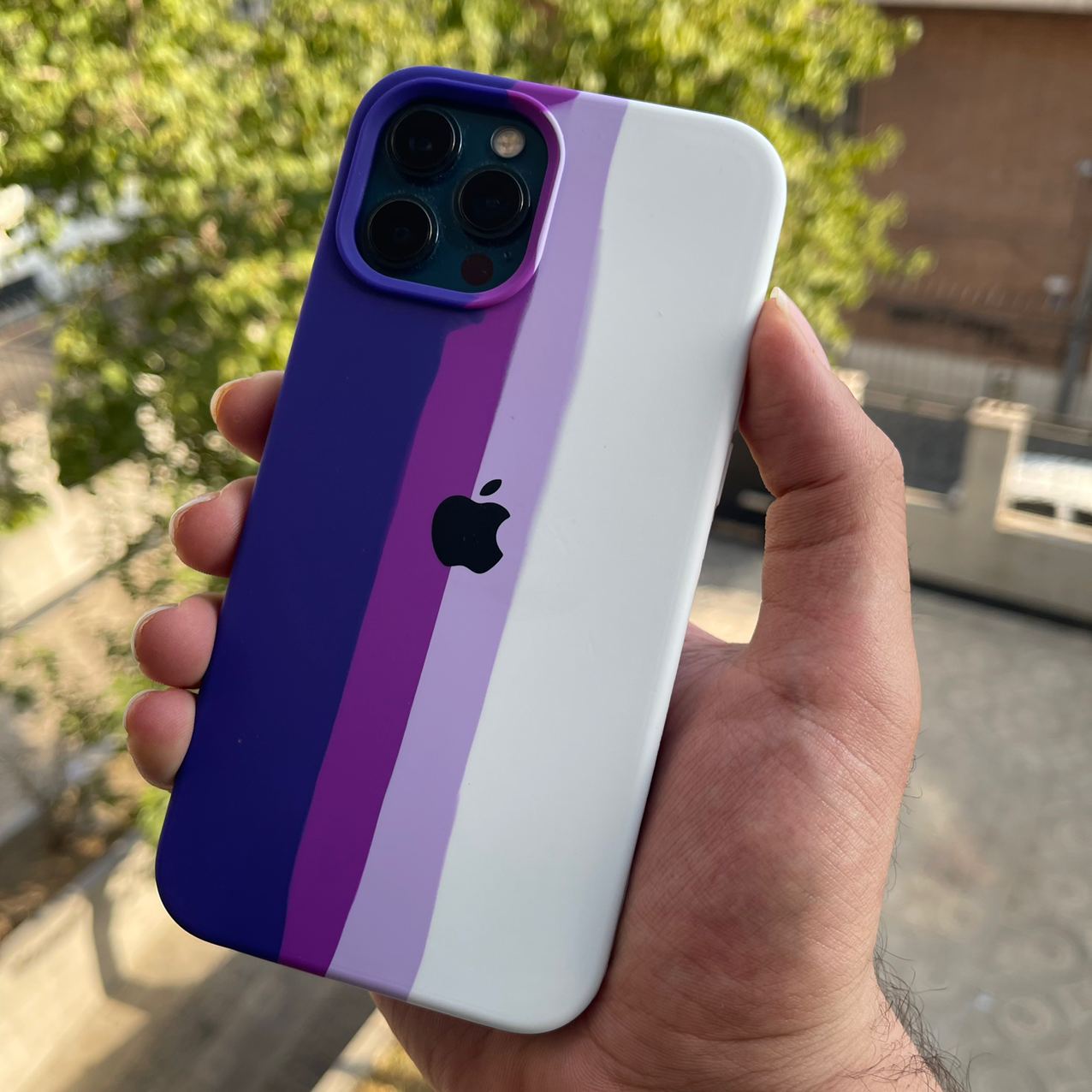 قاب سیلیکون رنگین کمانی بنفش iphone (G)