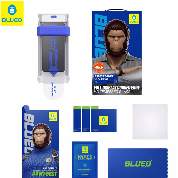 گلس ، محافظ صفحه بلو سه بعدی با اپلیکاتور Blueo 3D Curved Hot Bending Tempered Glue HD Glass With Applicator Iphone (G)