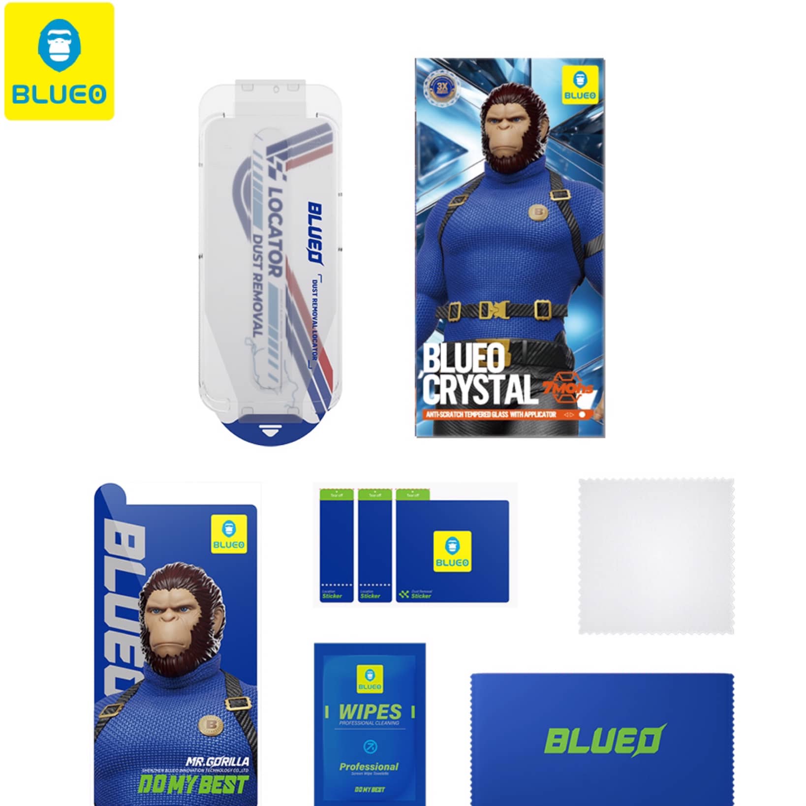 گلس ، محافظ صفحه بلو کریستالی با اپلیکاتور Blueo Crystal Anti-Scratch Tempered Glass With Applicator Iphone آیفون (G)
