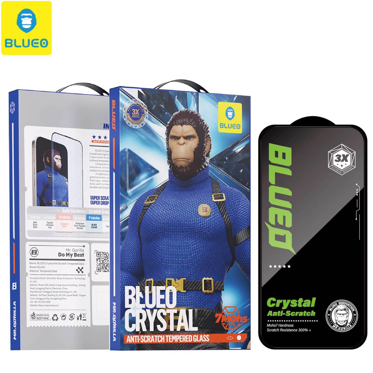 گلس ، محافظ صفحه بلو کریستالی Blueo Crystal Anti-Scratch Tempered Glass Iphone آیفون (G)