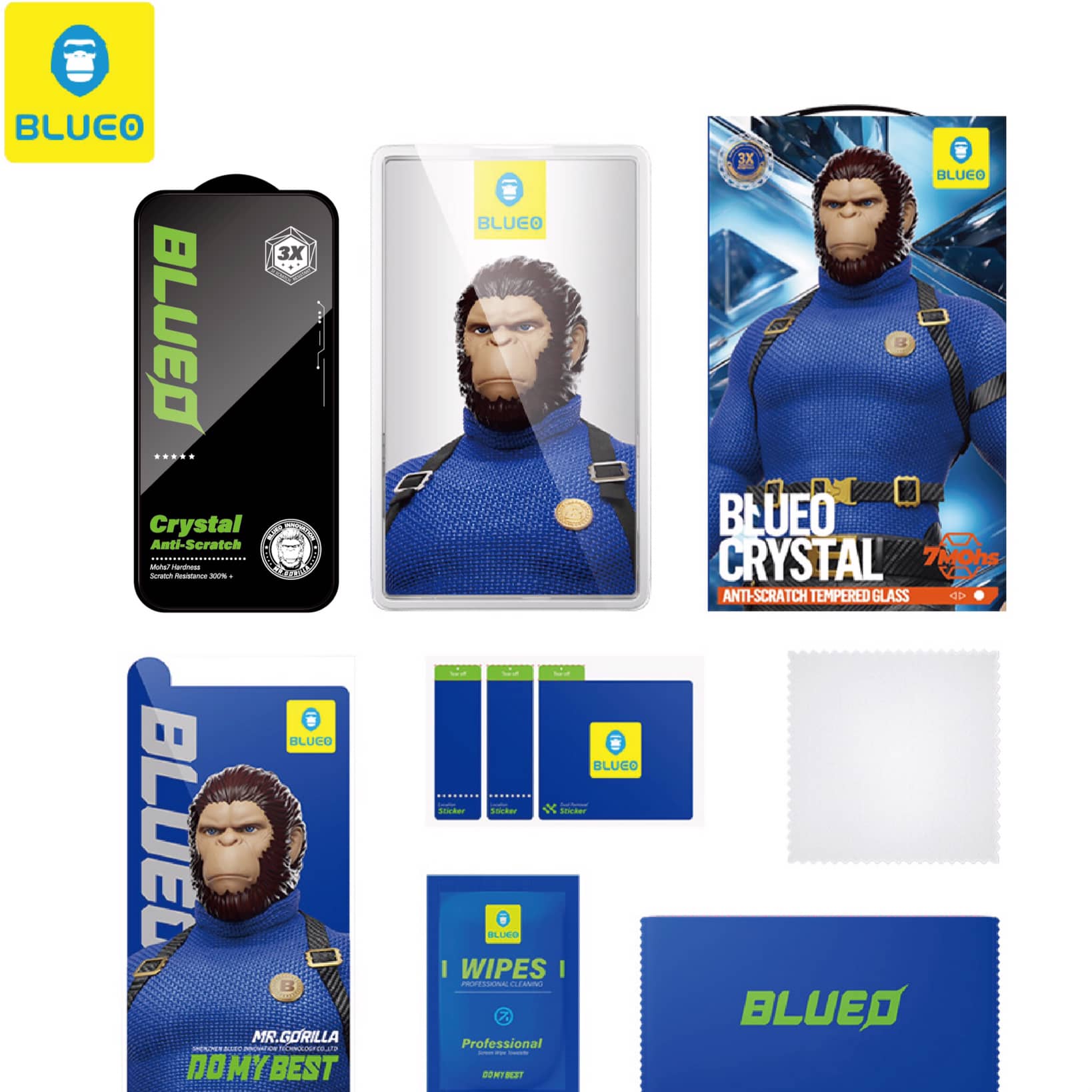 گلس ، محافظ صفحه بلو کریستالی Blueo Crystal Anti-Scratch Tempered Glass Iphone آیفون (G)