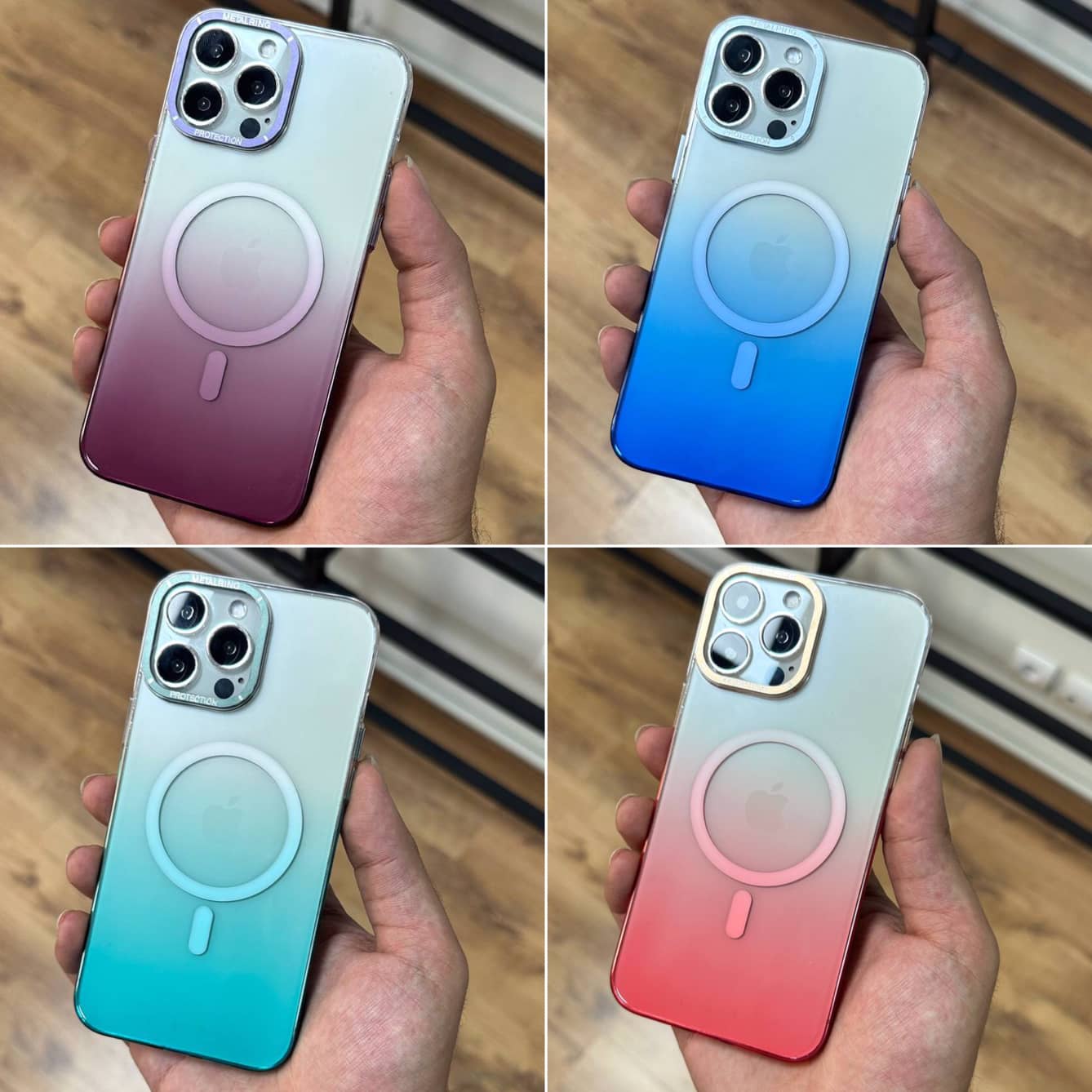 قاب کریستالی متال رینگ به همراه مگ سیف iphone (G)