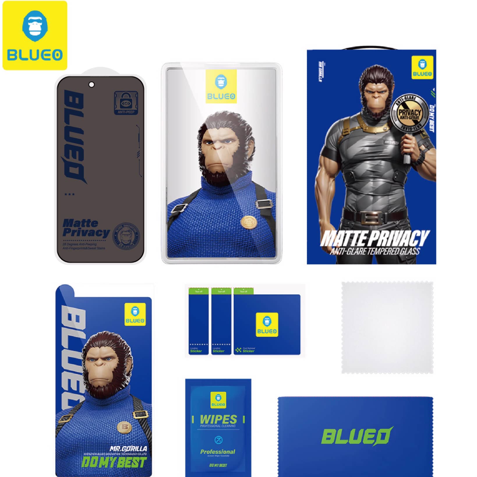 گلس ، محافظ صفحه بلو مات پرایوسی Blueo Full Cover Anti-Peep privacy Matte Glass Iphone (G)