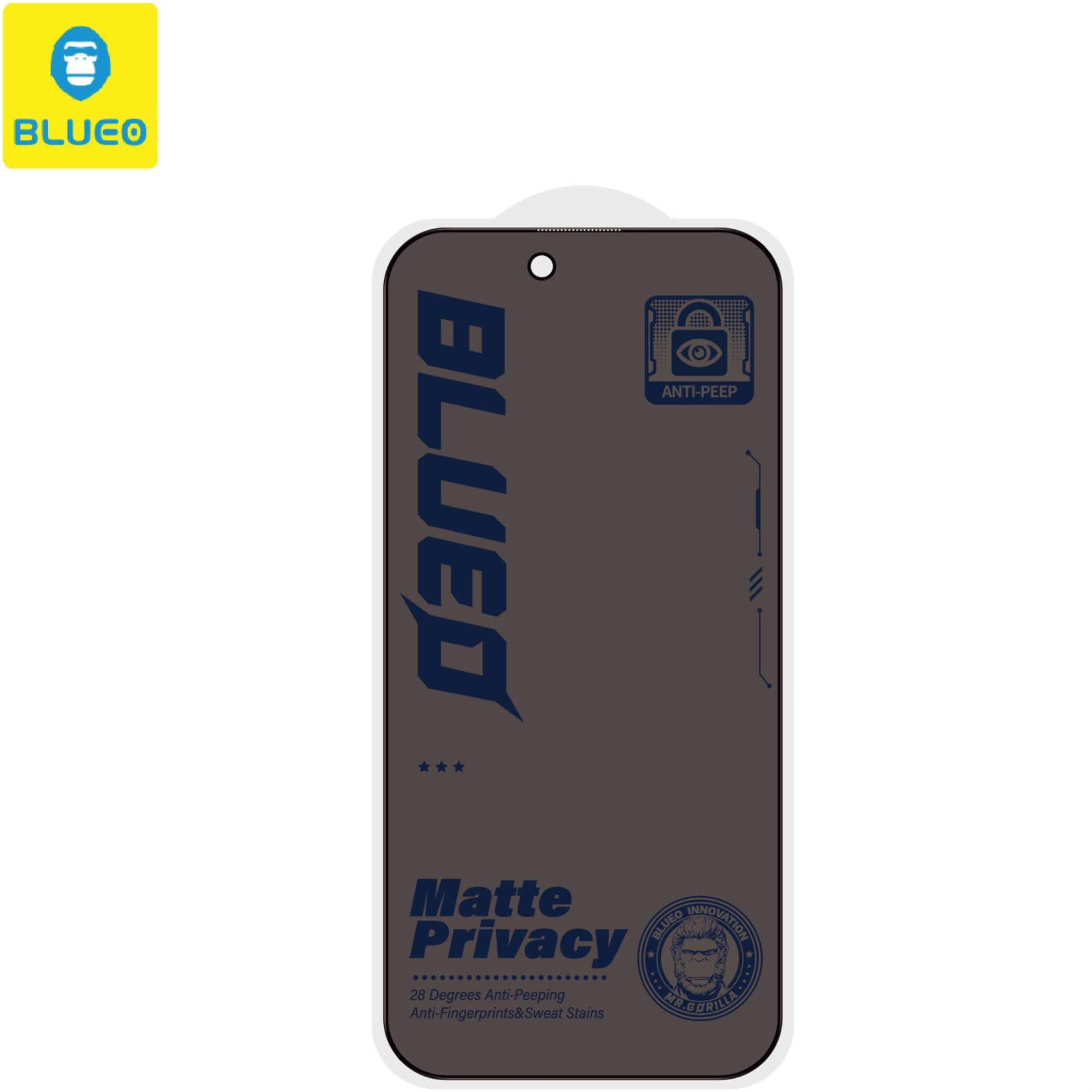 گلس ، محافظ صفحه بلو مات پرایوسی Blueo Full Cover Anti-Peep privacy Matte Glass Iphone (G)