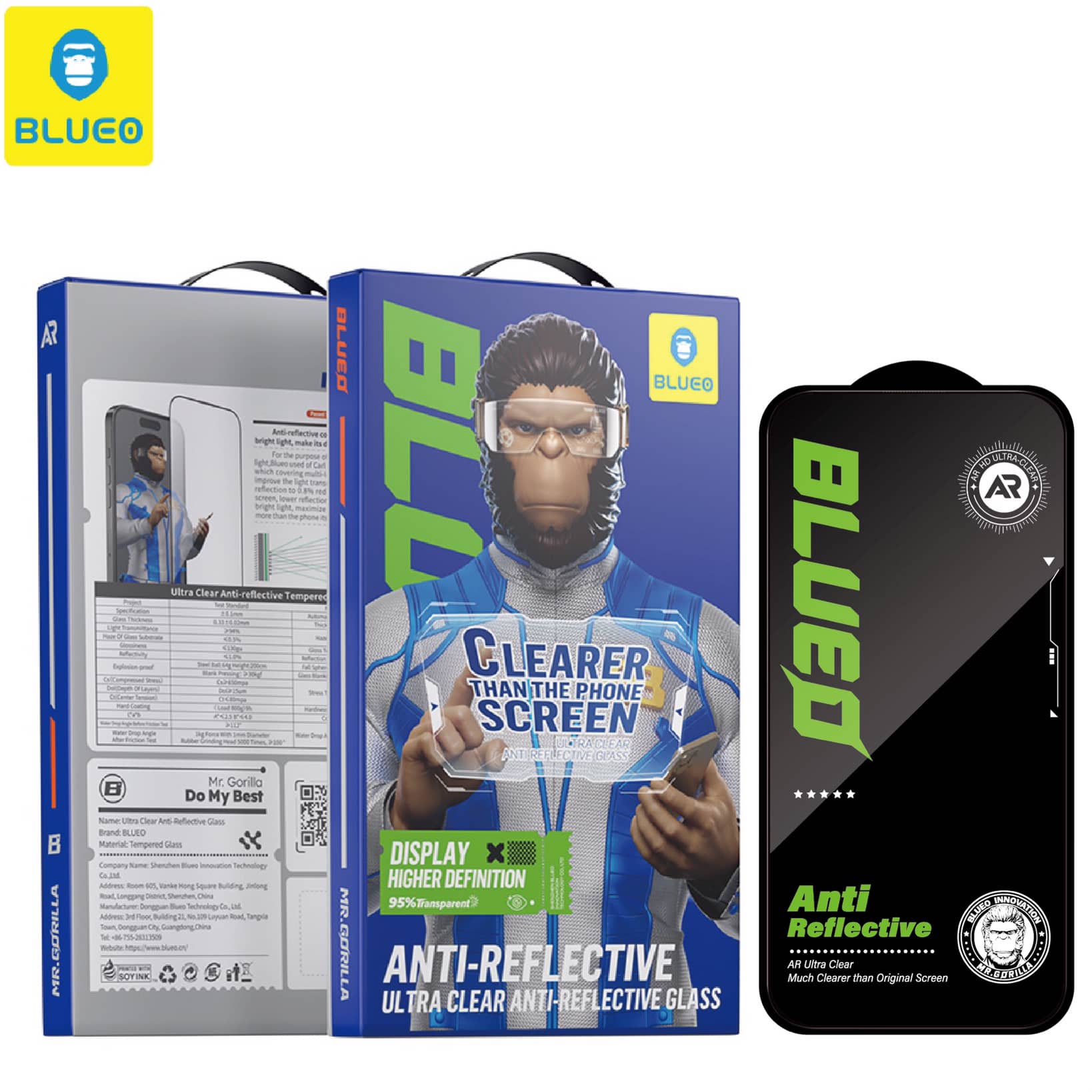 گلس ، محافظ صفحه بلو شفاف ضد انعکاس نور Blueo Ultra Clear AR Anti-Reflective HD Glass Iphone (G)