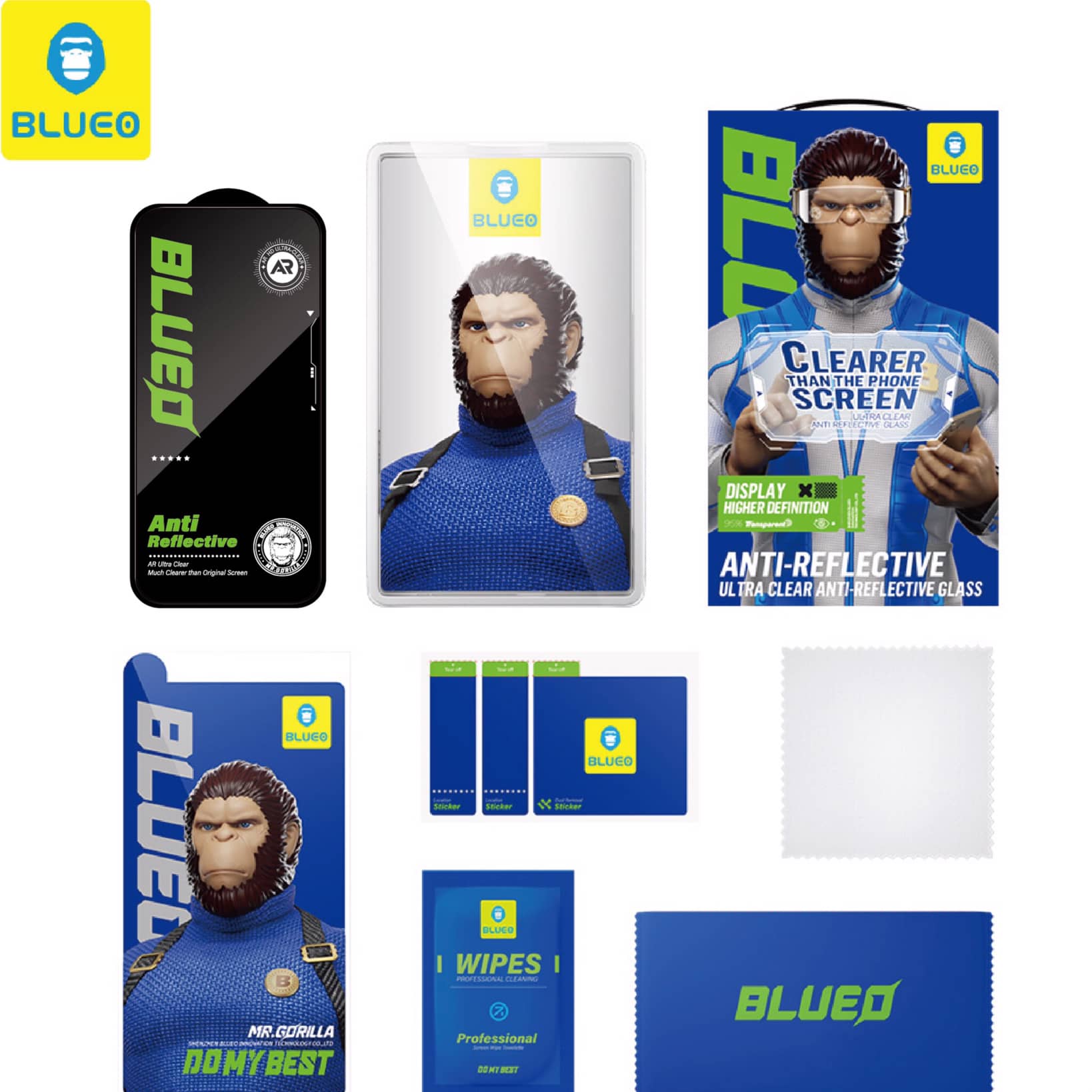گلس ، محافظ صفحه بلو شفاف ضد انعکاس نور Blueo Ultra Clear AR Anti-Reflective HD Glass Iphone (G)