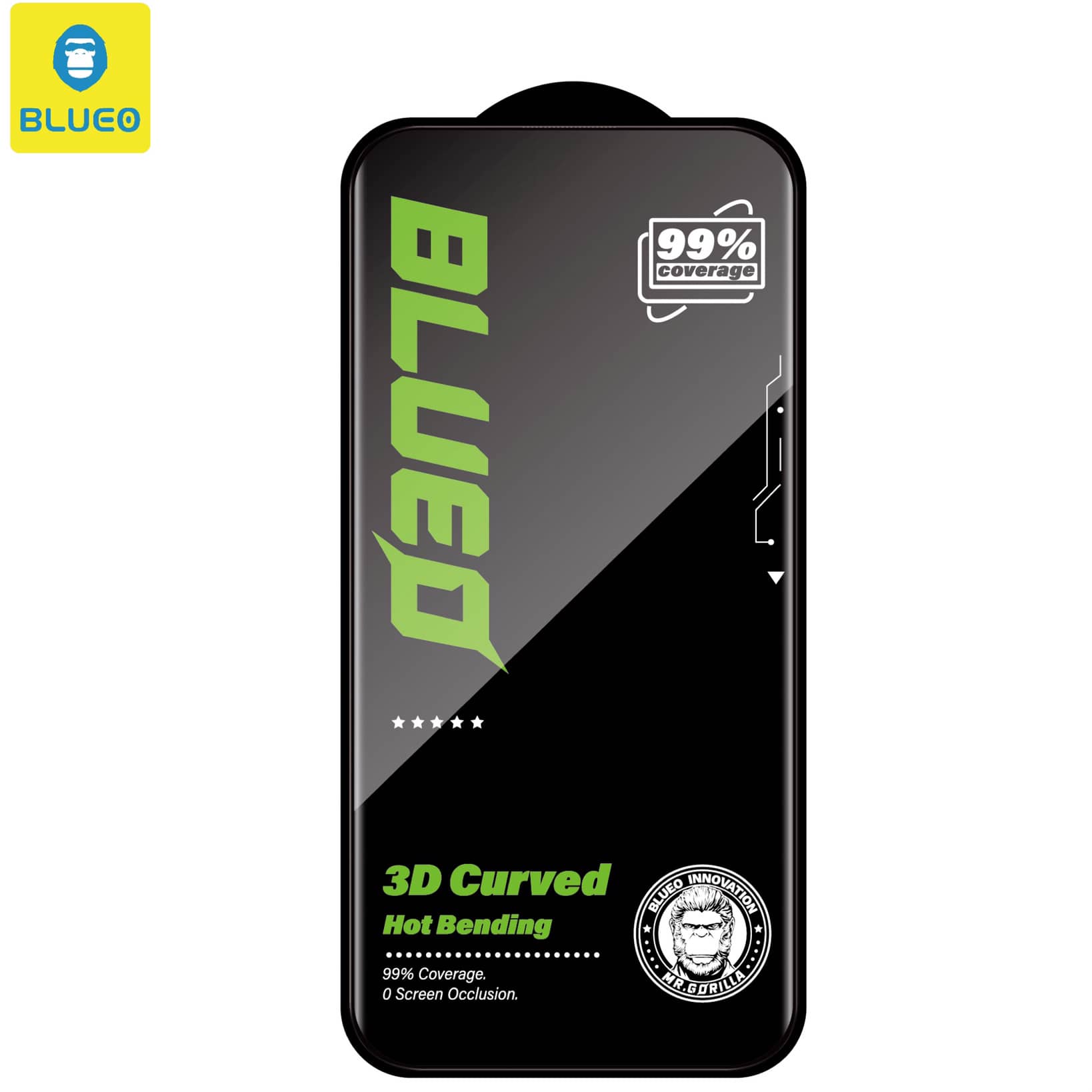 گلس ، محافظ صفحه بلو سه بعدی Blueo 3D Curved Full Glue Edge HD Iphone 15pro-15promax (G)