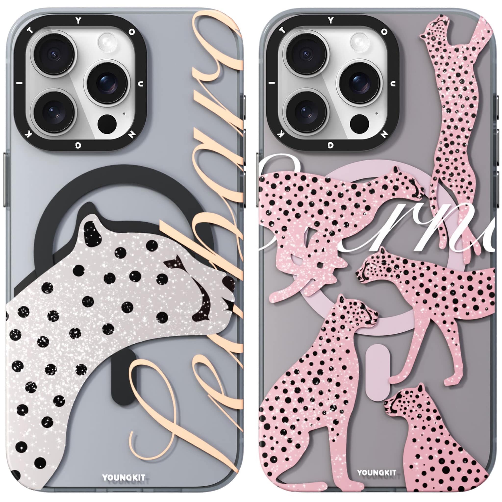 قاب یانگ کیت Youngkit Leopard+Glitter Magsafe Iphone (G)