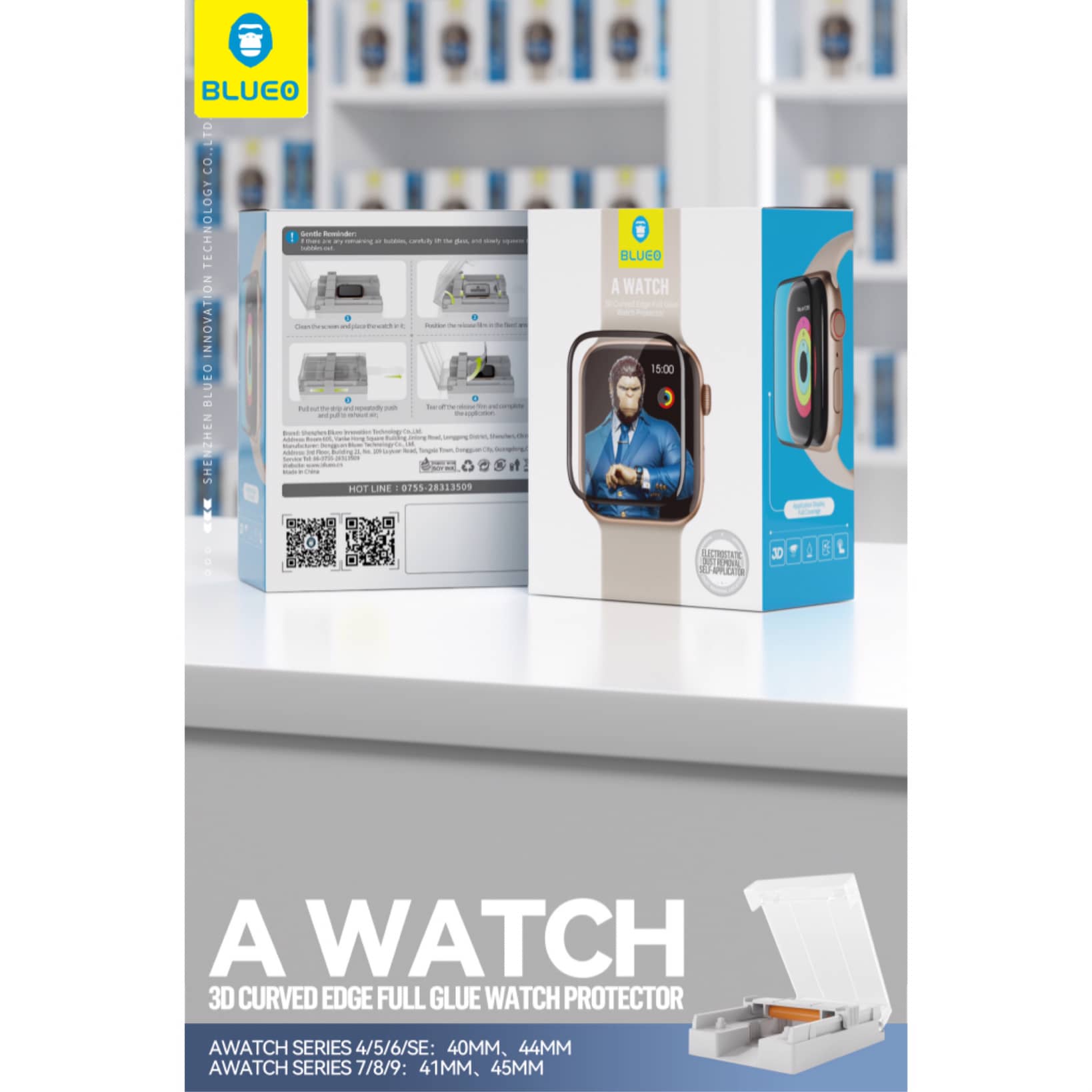 گلس ، محافظ صفحه بلو اپل واچ با کیت نصب اتوماتیک Blueo Apple Watch With Applicator (G)
