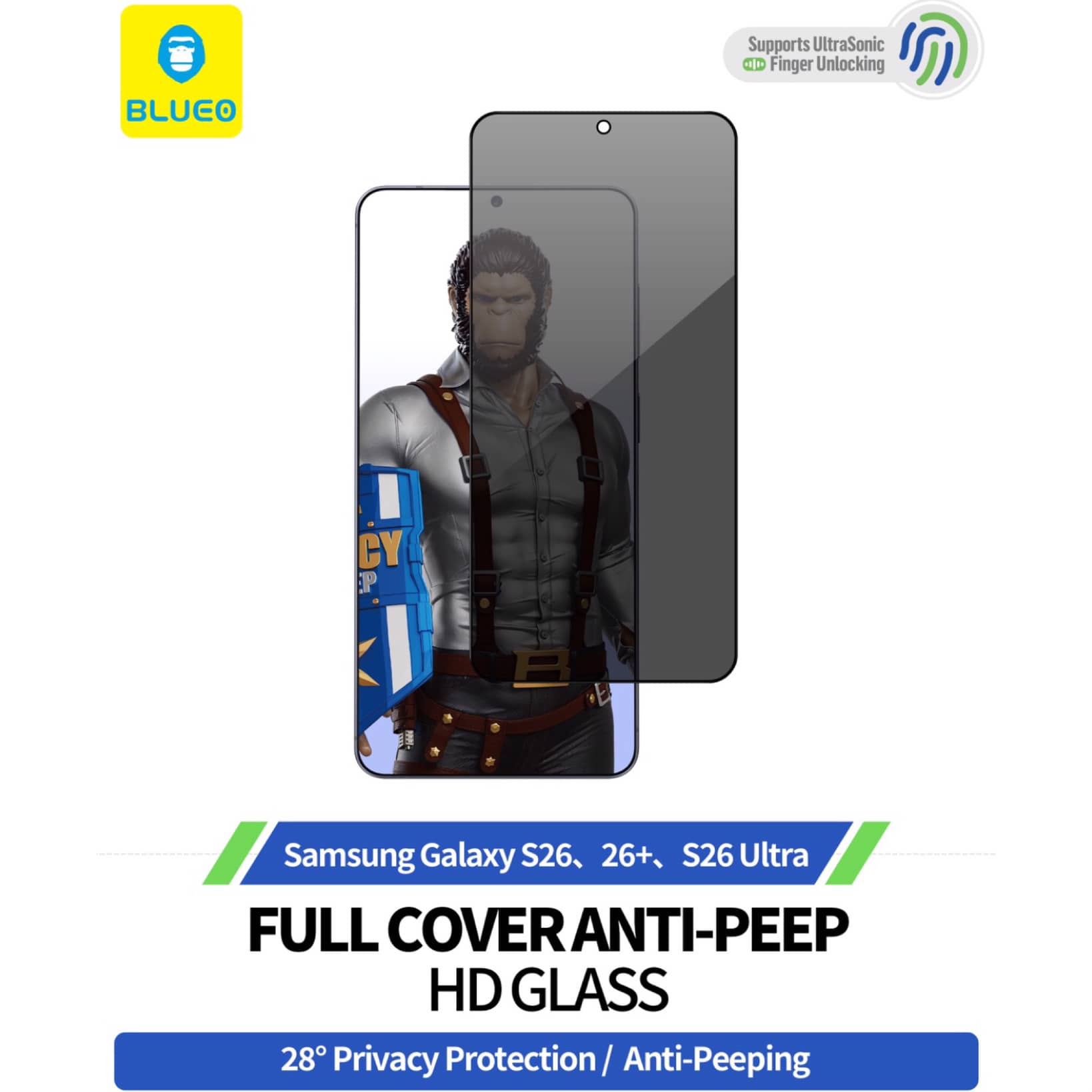 گلس ، محافظ صفحه بلو پرایوسی Blueo HD Anti-Peep Privacy Glass Samsung (G)