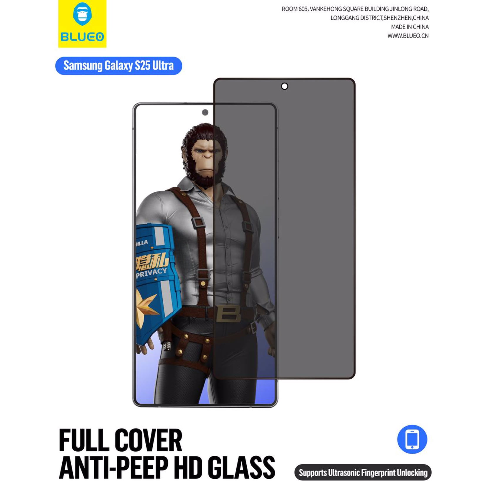 گلس ، محافظ صفحه بلو پرایوسی Blueo HD Anti-Peep Privacy Glass Samsung (G)