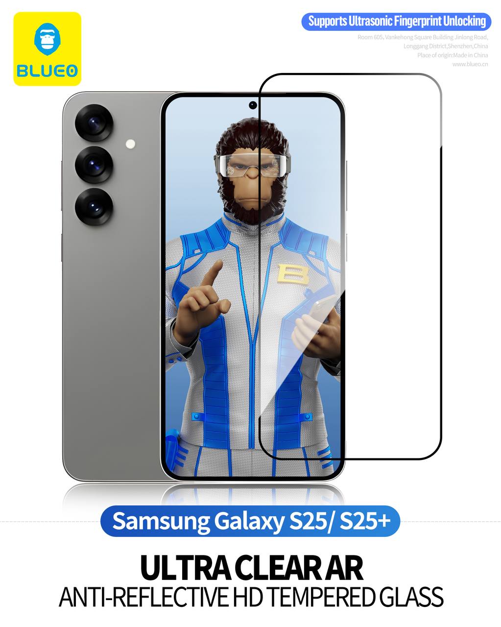 گلس ، محافظ صفحه بلو ضد انعکاس نور Blueo Anti-Reflective AR Glass Samsung (G)