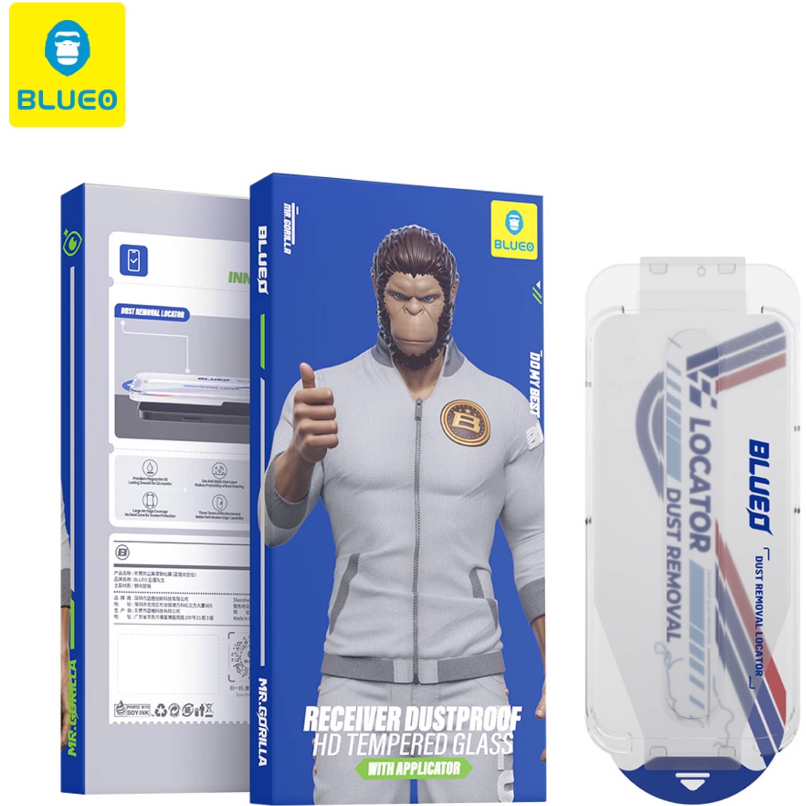 گلس ، محافظ صفحه بلو Blueo Anti Dust HD Glass Anti Static With Applicator Iphone با اپلیکاتور (G)