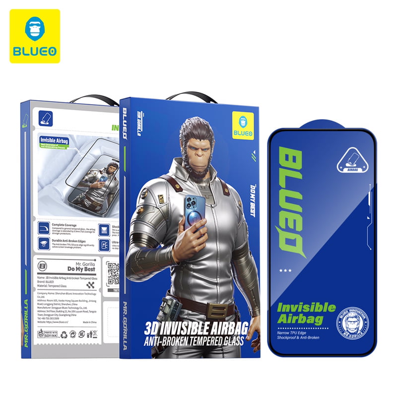 گلس ، محافظ صفحه بلو سه بعدی ایربگ دار Blueo 3D Invisible Airbag Anti Broken Tempered Glass Iphone (G)