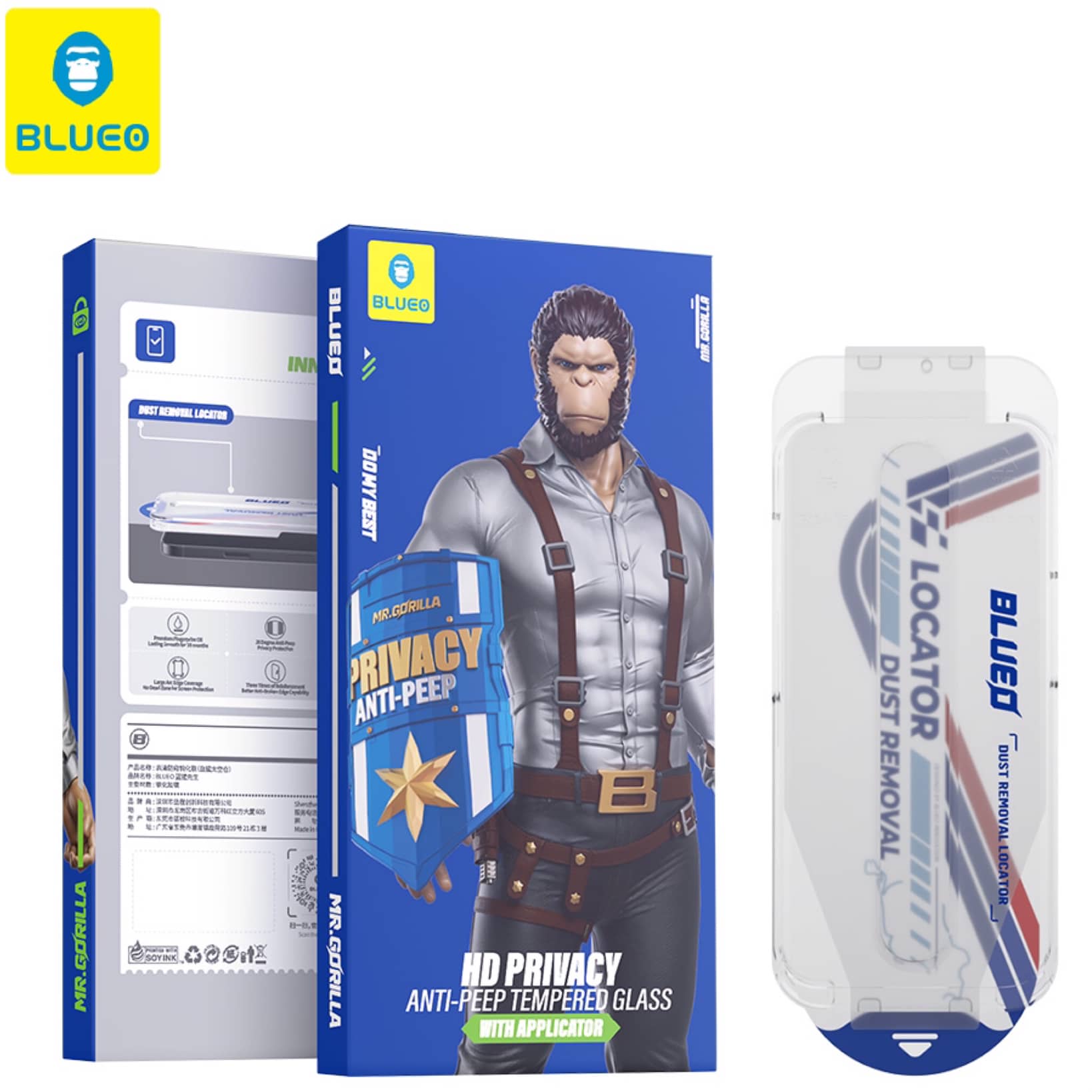 گلس ، محافظ صفحه بلو پرایوسی با اپلیکاتور Blueo Full Glass Anti-Peep Privacy With Applicator Iphone (G)