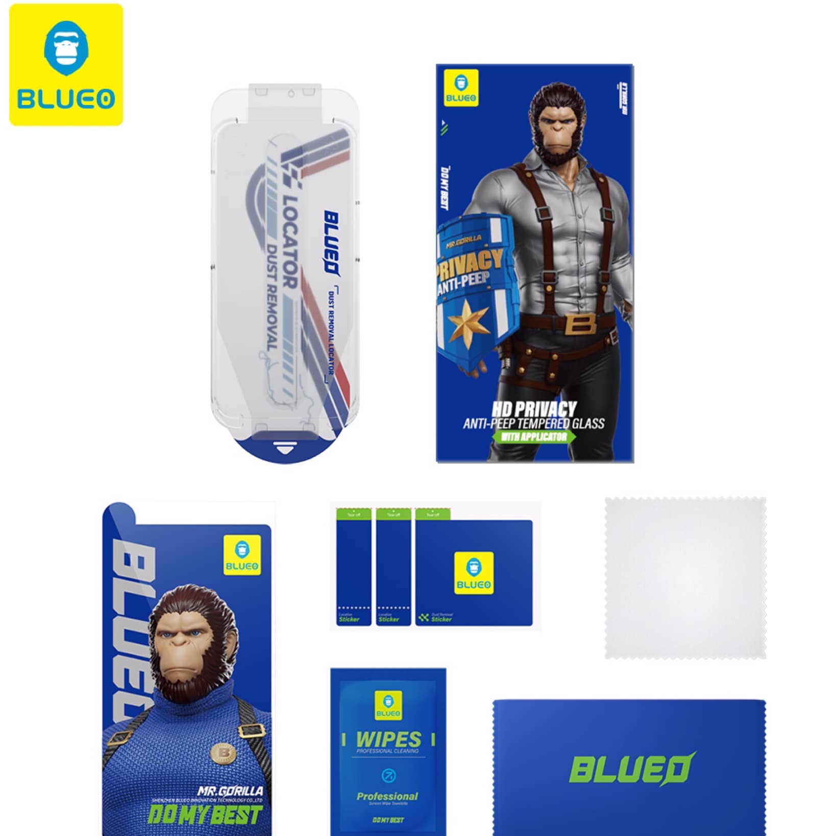گلس ، محافظ صفحه بلو پرایوسی با اپلیکاتور Blueo Full Glass Anti-Peep Privacy With Applicator Iphone (G)