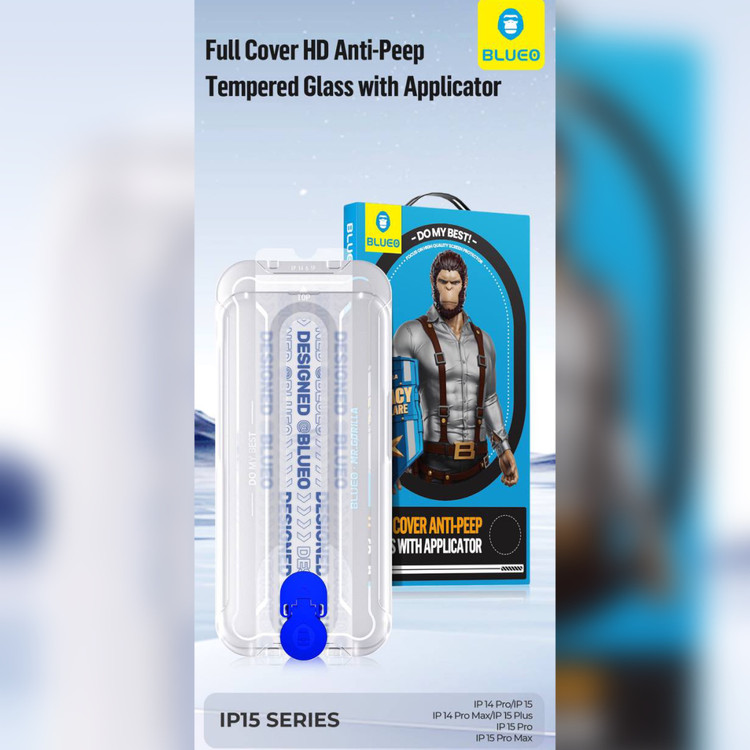 گلس ، محافظ صفحه بلو پرایوسی با اپلیکاتور Blueo Full Glass Anti-Peep Privacy With Applicator Iphone (G)