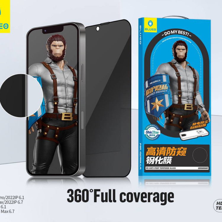 گلس ، محافظ صفحه بلو پرایوسی با اپلیکاتور Blueo Full Glass Anti-Peep Privacy With Applicator Iphone (G)