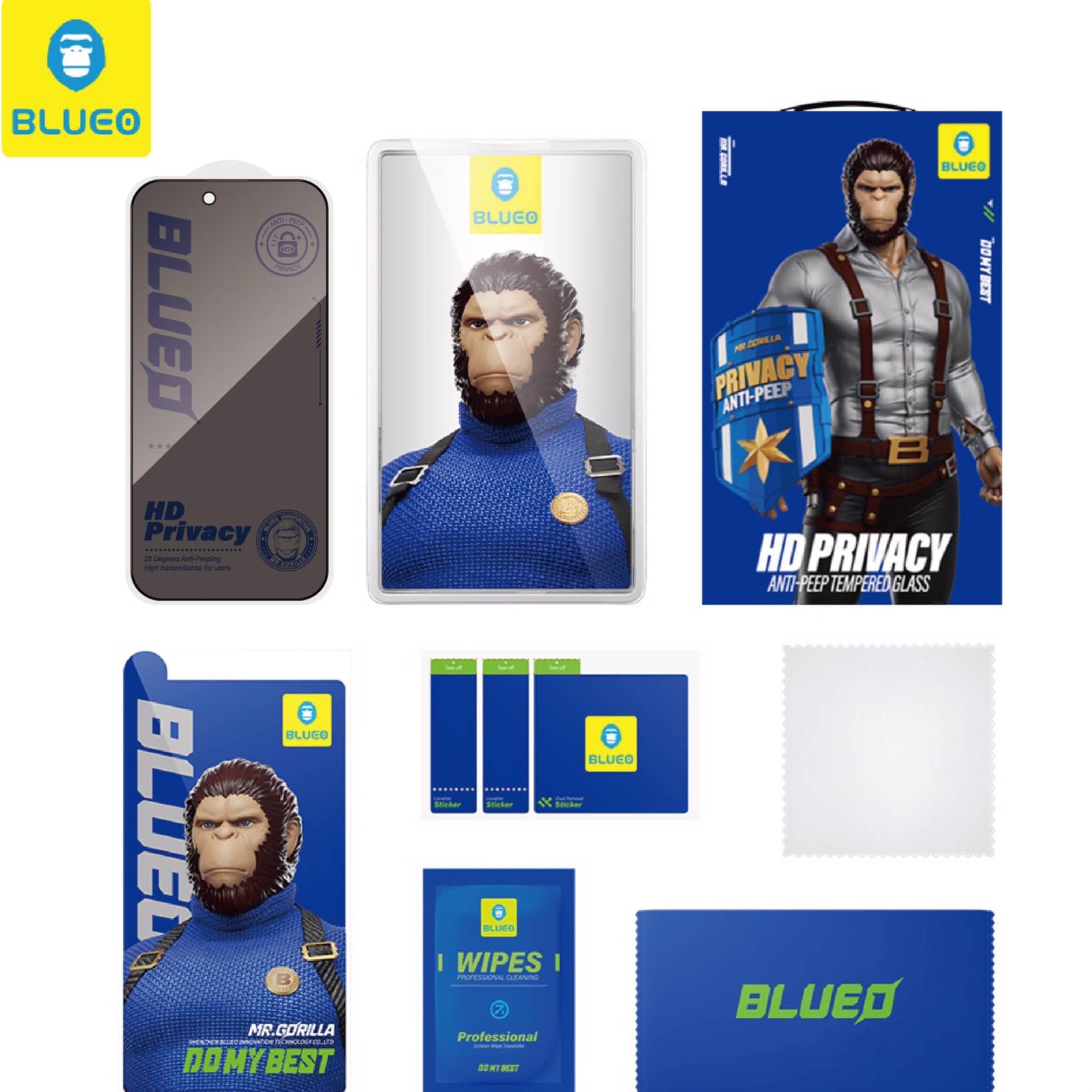 گلس ، محافظ صفحه بلو پرایوسی Blueo Full Glass Anti Peep Privacy Iphone (G)